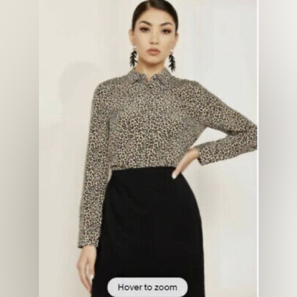 J. Crew 100% silk leopard button down blouse size 8 - Picture 2 of 10